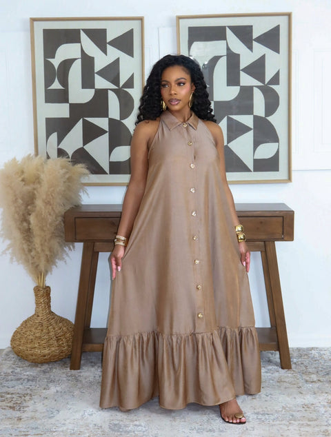 The Graceful Flow Maxi Dress (Mocha) - Fitz Clothing