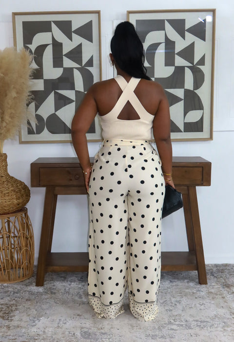 Hanna Polka Jumpsuit (Champagne)