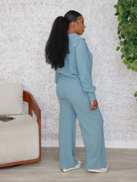 Shamoya High Neck Cozy Set (Blue Grey)
