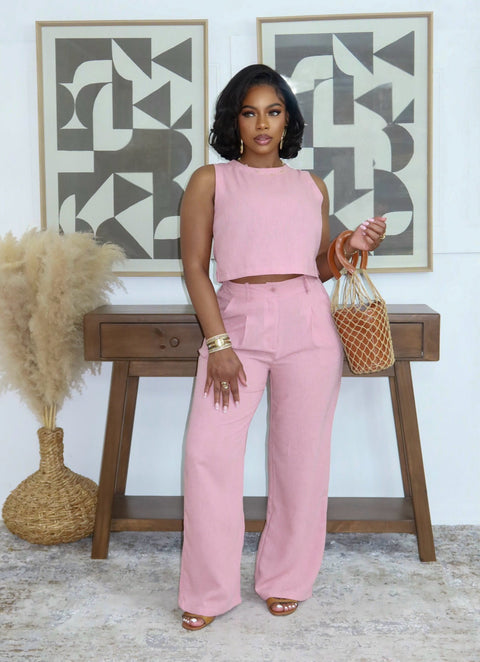 Tia Pants Set (Pink Dusty Rose)