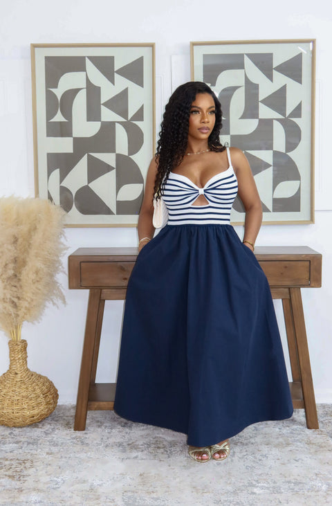Anima Midi Dress (Navy) - Fitz Clothing