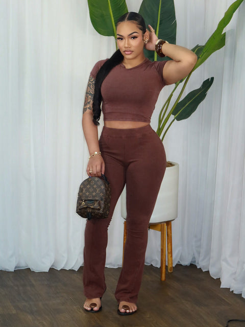 Fiona Acid Wash Set(Brown)