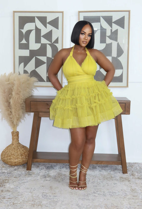 Soft Slay Mini Dress (Lime Green)