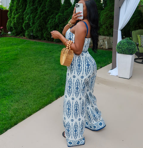 Nyla Pants Set( Navy Blue/white) - Fitz Clothing