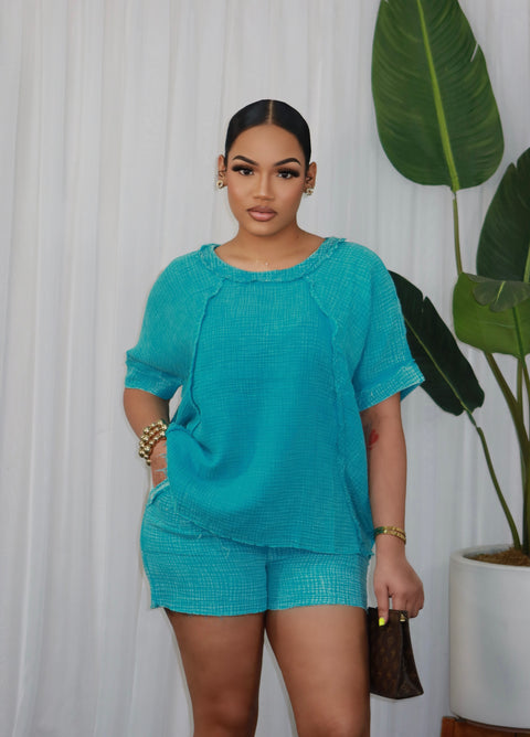 Keisha Shorts Set (Blue) - Fitz Clothing