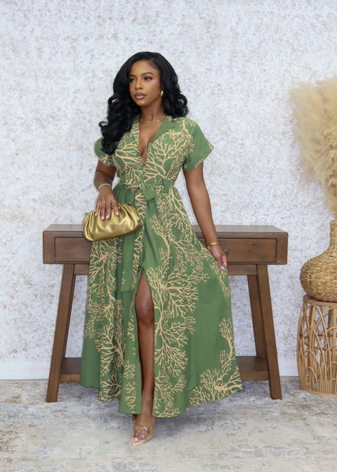 Virtuous Vine Maxi Dress (Olive)