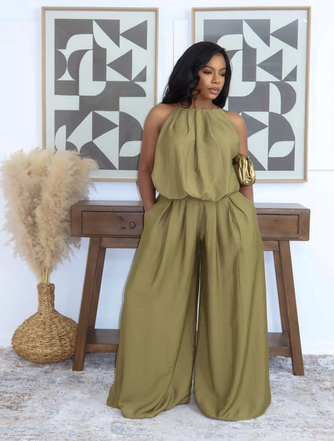 Aria Pants Set (Olive)
