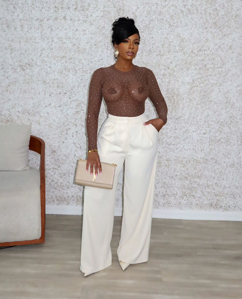 Mara palazzo Pants (Beige)