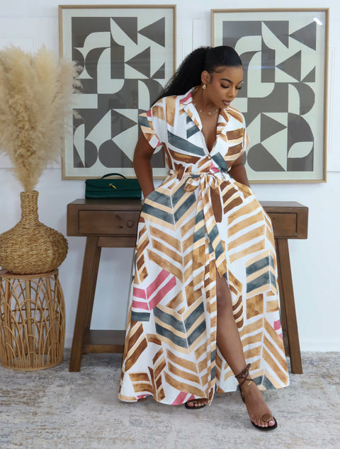 Grace & Glam Maxi Dress  (Taupe)