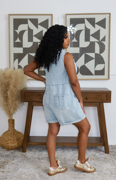 Dia Retro Romper(Light Wash) - Fitz Clothing