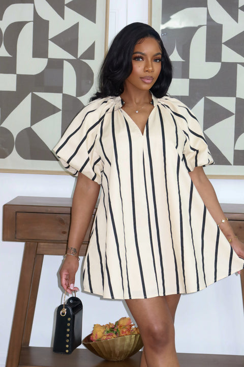 Sallie Puff Sleeve Mini Dress (Black)