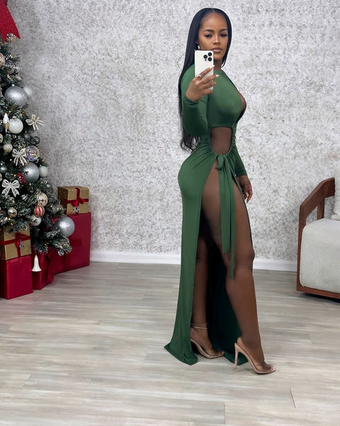 Nice Touch Maxi Dress (Olive Green)