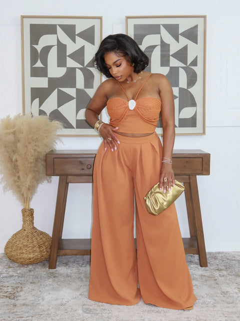 The Sunset Knot Pants Set (Orange)