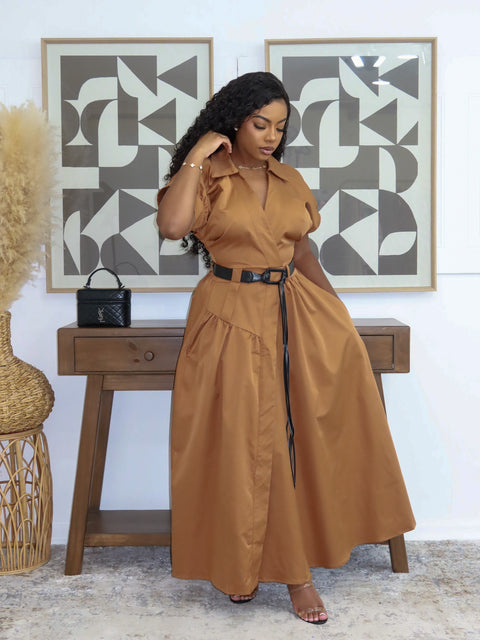 Kemoya Luxe Midi Dress (Brown)