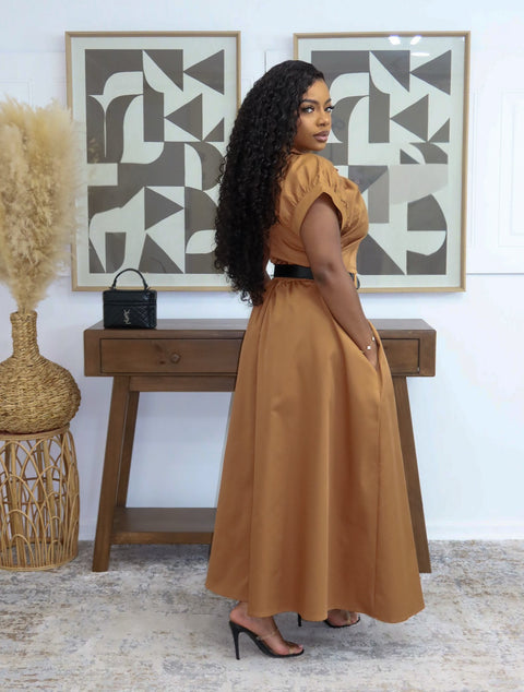 Kemoya Luxe Midi Dress (Brown)