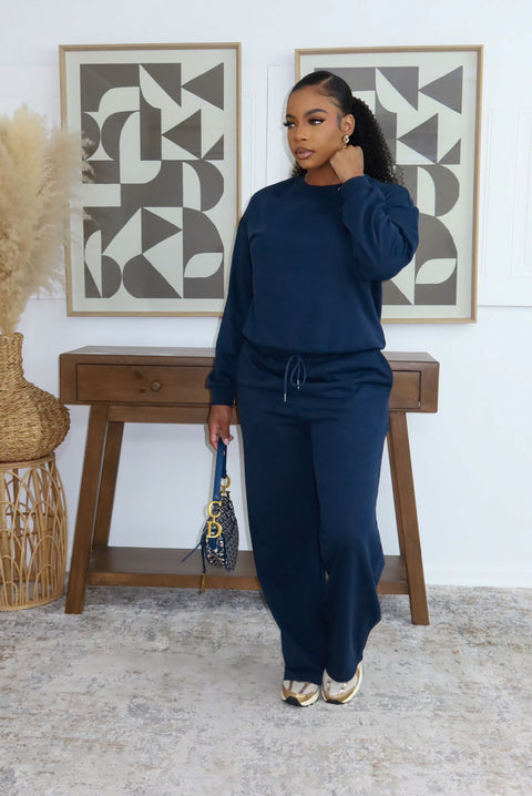 Autumn Muse Pants Set (Navy Blue)