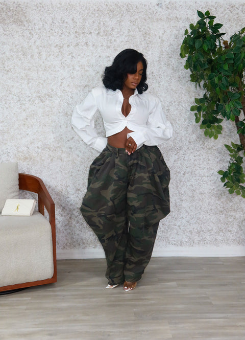 Ricky Diva Camo Barrel Pants