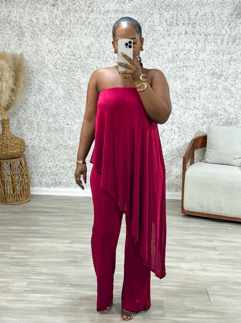 Fall In Love Jumpsuit (Burgundy)