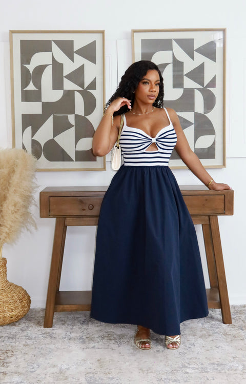 Anima Midi Dress (Navy) - Fitz Clothing
