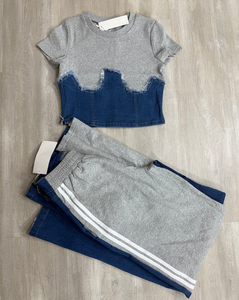 Ricoh Contrast Denim Pants Set