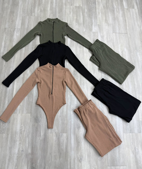 Rosa Ripped  Pants Set (Mocha)