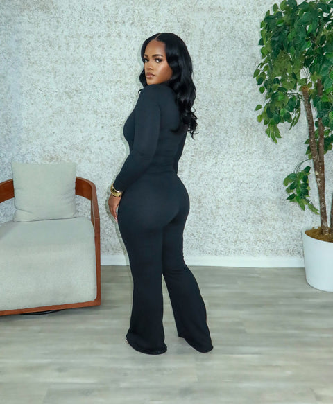 Trina Ripped Long Sleeve Set (Black)
