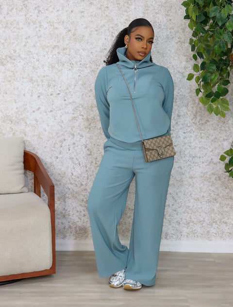 Shamoya High Neck Cozy Set (Blue Grey)
