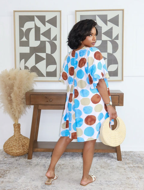 Summer Polka Mini Dress (Blue) - Fitz Clothing