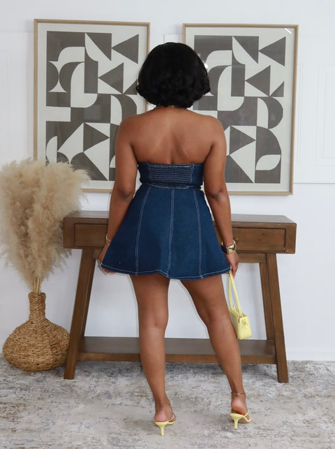 Siri Denim Skirt Set - Fitz Clothing