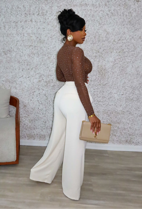 Mara palazzo Pants (Beige)