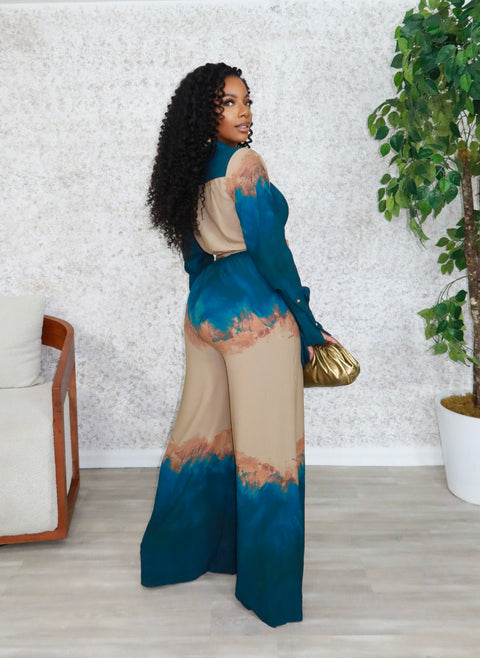 Jade Shirt Jumpsuit (Teal)
