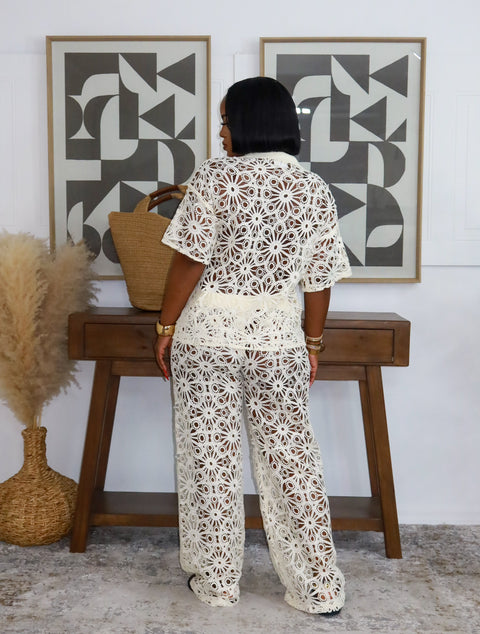 Havana Lace Pants Set (Beige)