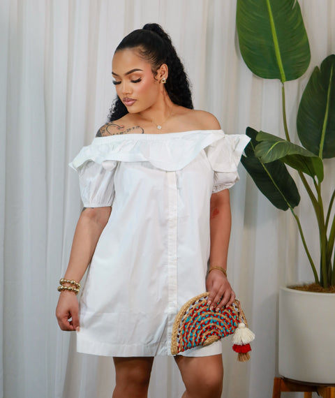 Miana ruffle Sleeve Mini Dress (White) - Fitz Clothing