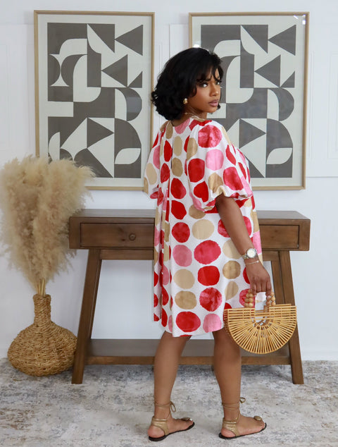 Summer Polka Mini Dress (Red) - Fitz Clothing