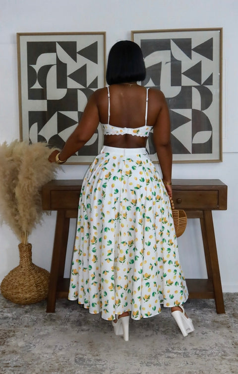 Lemon Drop Skirt Set (Yellow/White)