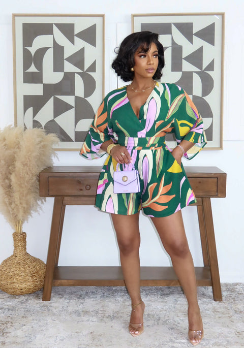 The Radiant Petal Romper (Green) - Fitz Clothing