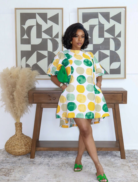 Summer Polka Mini Dress (Green) - Fitz Clothing