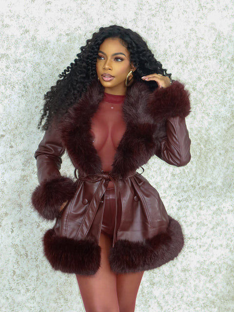 Prema Fur Coat (Burgundy)