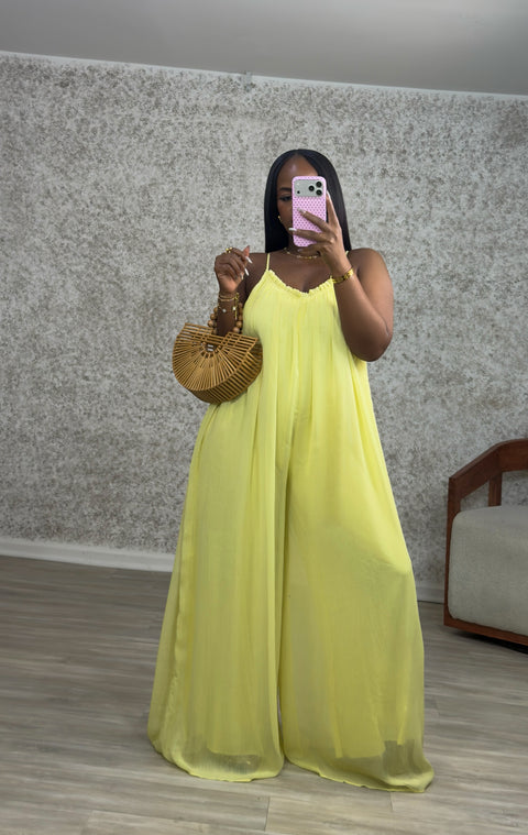 Pure Charm Sheer Jumpsuit (Yellow) - Fitz Clothing