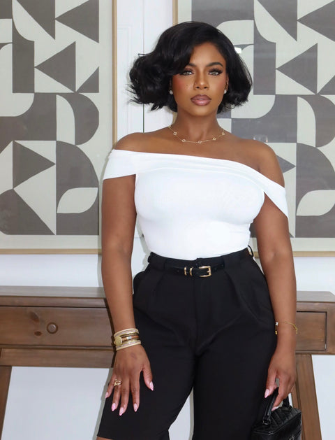 Cassie Off Shoulder Top (White)