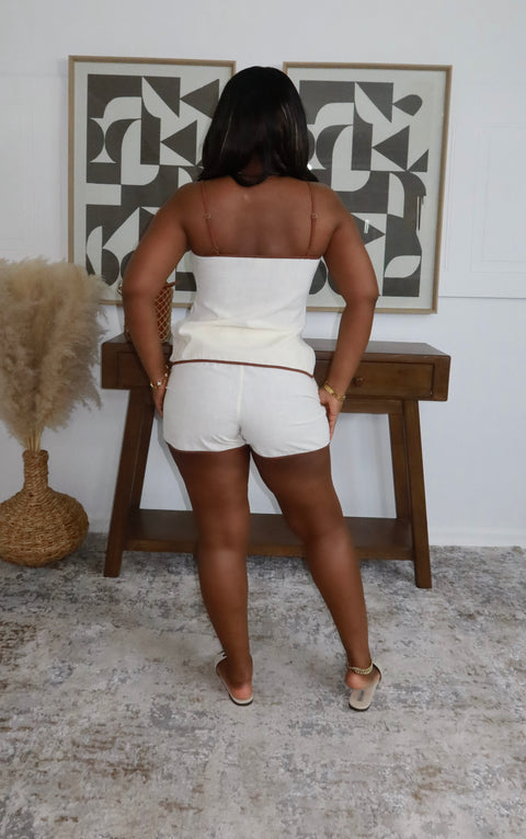 Amari Linen Shorts Set (Ivory) - Fitz Clothing