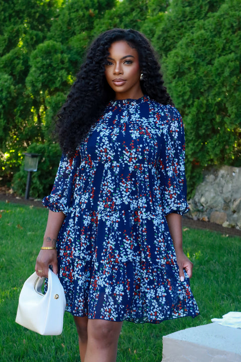 Priya Mini Dress (Navy)