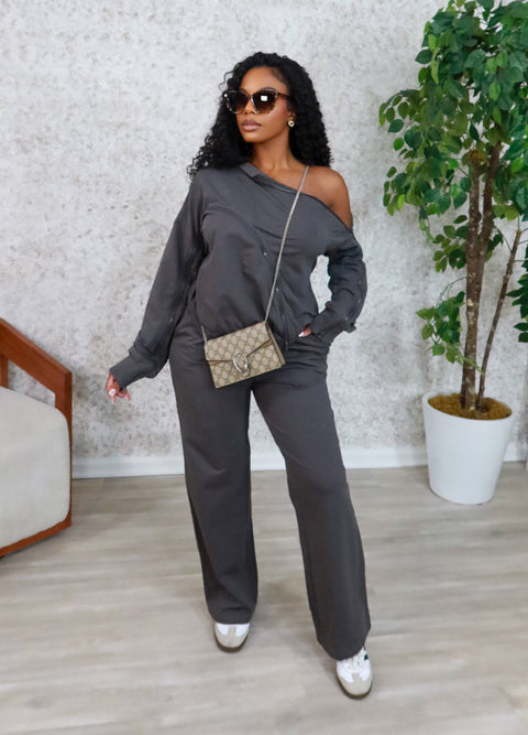 Zane Zipper Jogger Set(Charcoal)