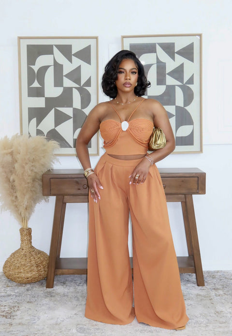 The Sunset Knot Pants Set (Orange)