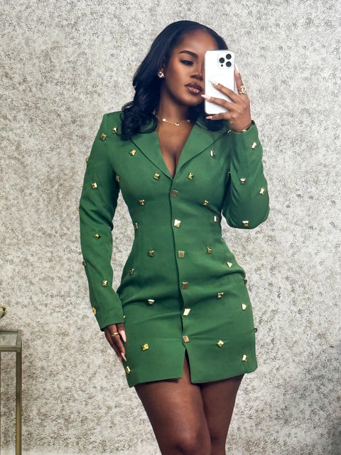 Diva Blazer Dress (Olive Green)