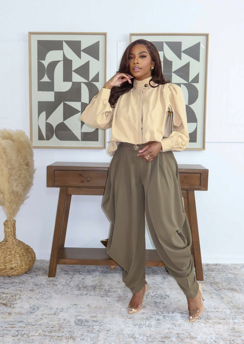 Lisa Hanna Crop Jacket (Khaki)