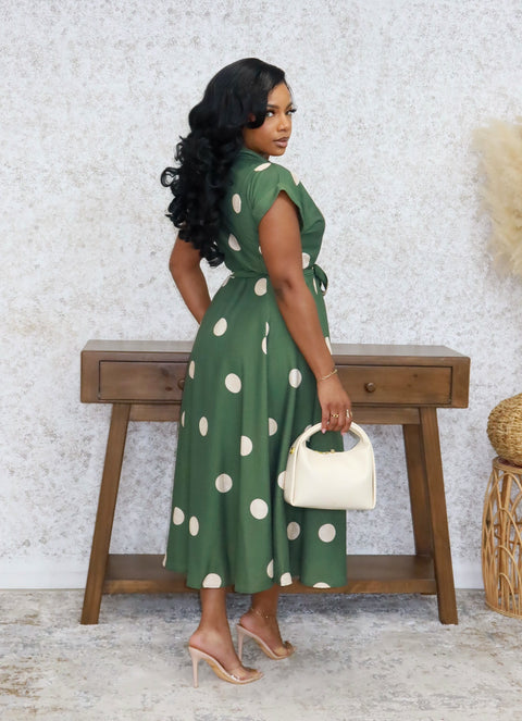 Dotty Divine Maxi Dress (Olive)