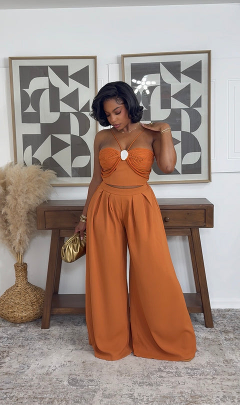 The Sunset Knot Pants Set (Orange)