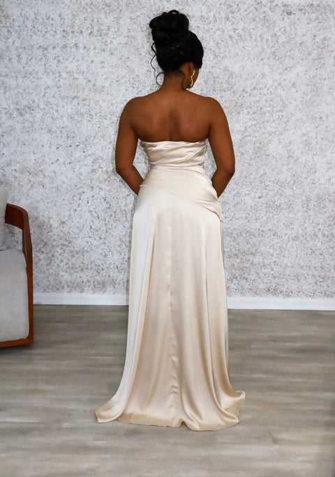 Champagne Ruched Gown