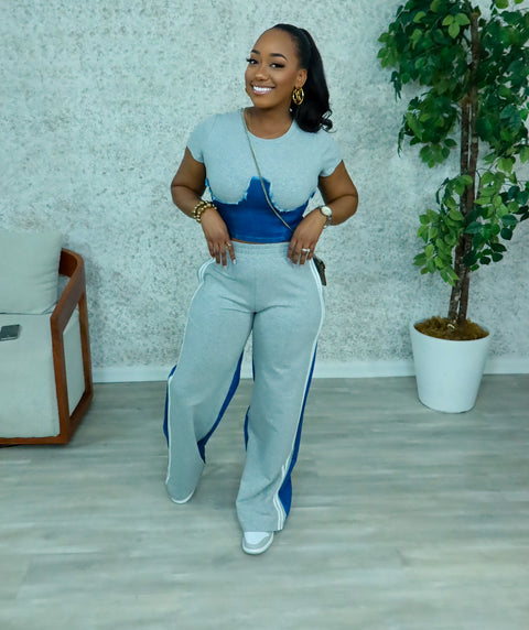 Ricoh Contrast Denim Pants Set